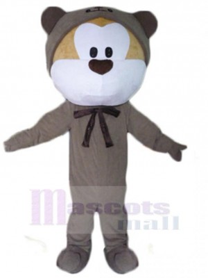 Beige Et Blanc Gris Combinaison Ours Mascotte Costume Animal