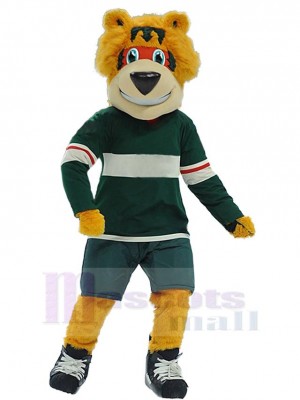 Ours en tenue de hockey heureux Mascotte Costume Animal
