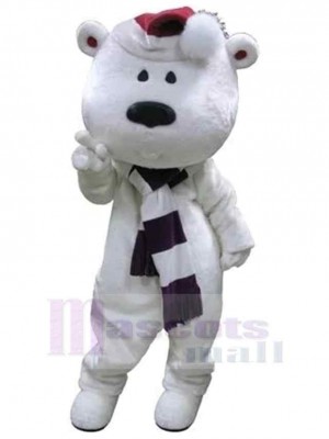 Ours avec foulard noir et blanc Mascotte Costume Animal