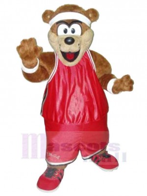 Ours en gilet de sport rouge Mascotte Costume Animal