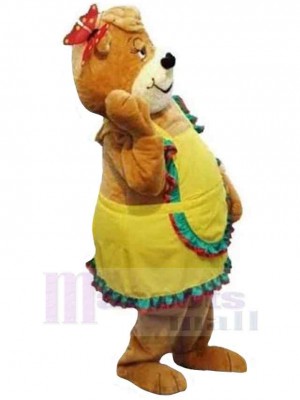 Ours en robe jaune Mascotte Costume Animal