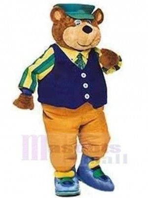 Ours adulte en gilet bleu Mascotte Costume Animal
