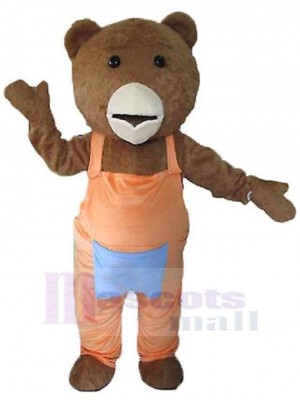 Ours avec combinaison orange Mascotte Costume Animal