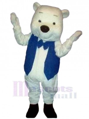 Ours polaire en gilet bleu Mascotte Costume Animal