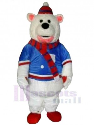 Ours polaire en vêtements bleus Mascotte Costume Animal