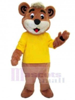 Ours en vêtements jaunes Mascotte Costume Animal