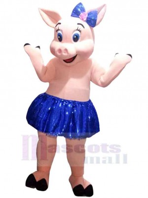 Cochon en tutu bleu Mascotte Costume Animal