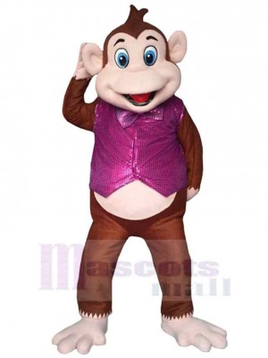 Singe avec gilet violet Mascotte Costume Animal