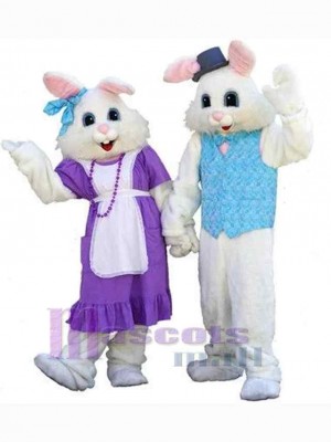 Beau lapin Couple Mascotte Costume Animal