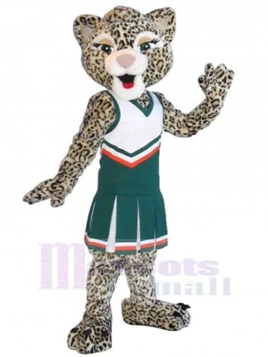 Léopard femelle en jupe Mascotte Costume Pour adultes Têtes de mascotte