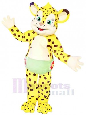 Bébé guépard jaune Mascotte Costume Pour adultes Têtes de mascotte