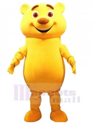 Ours jaune heureux Mascotte Costume Pour adultes Têtes de mascotte