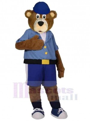 Chapeau Bleu Collège Ours Mascotte Costume Pour adultes Têtes de mascotte