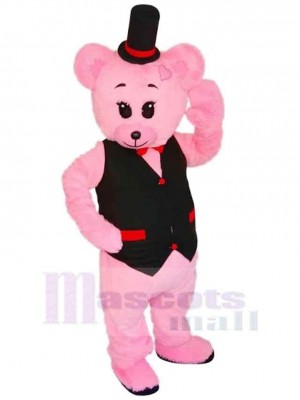 Ours rose amical Mascotte Costume Pour adultes Têtes de mascotte