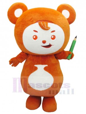 Dessin animé Ours orange Mascotte Costume Animal