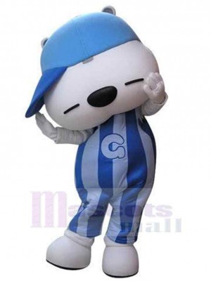 Ours de sport au chapeau bleu Mascotte Costume Animal