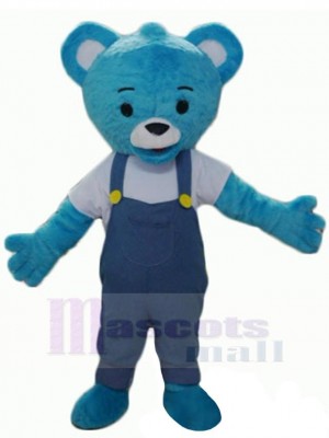 Ours bleu avec salopette Mascotte Costume Animal