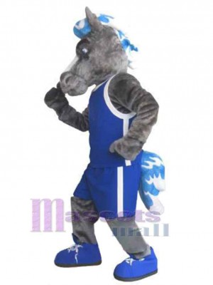 Cheval mustang en gilet bleu Mascotte Costume Animal