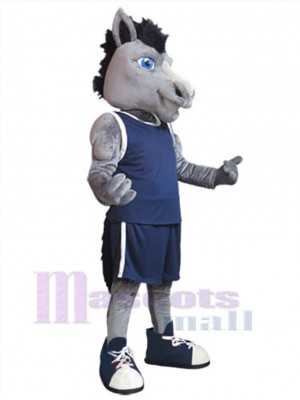 Cheval avec gilet bleu Mascotte Costume Animal