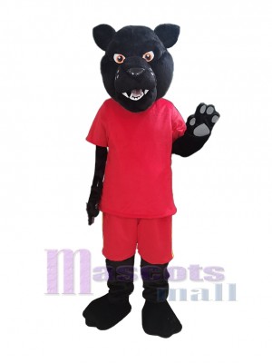 Panthère en T-shirt rouge Déguisement de mascotte Animal