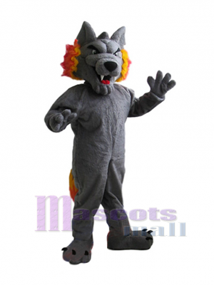 Loup gris féroce Mascotte Costume Animal