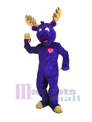 Heureux orignal Élan violet Mascotte Costume Animal