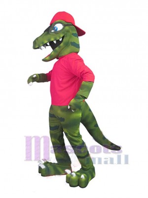 Dinosaure avec bonnet rouge Mascotte Costume Animal