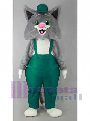 Chat en Salopettes Vertes Mascotte Costume