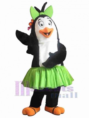 Pingouin Manchot en jupe verte Mascotte Costume Océan