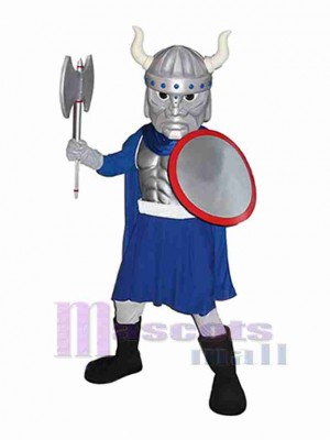 Bleu et argent Viking Mascotte Costume Personnes