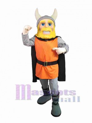 Orange et Gris Viking Mascotte Costume Personnes