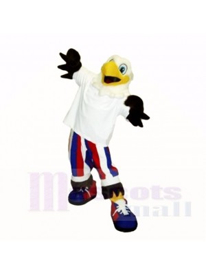 Souriant blanc Liberté Aigle Costumes De Mascotte Dessin animé