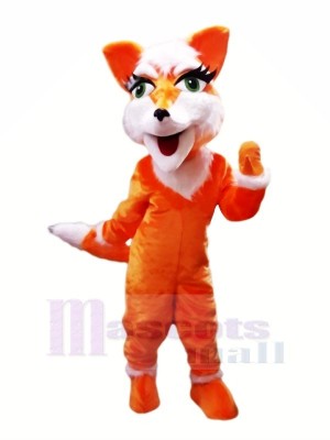 Orange Renard avec Gros Les yeux Mascotte Les costumes Pas cher