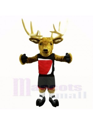 Buck sportif avec une chemise noire Costumes de mascotte adulte