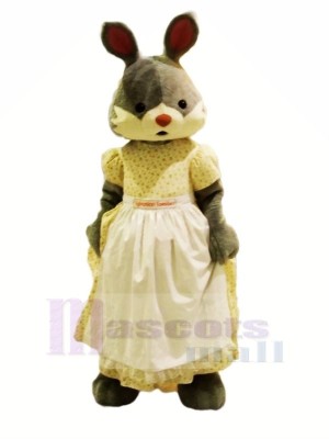 Dame lapin avec blanc Robe Mascotte Les costumes