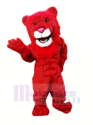 Puissance rouge Lion Mascotte Les costumes Dessin animé