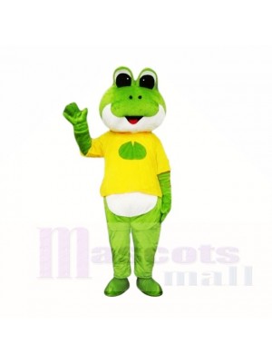 vert La grenouille avec Jaune Chemise Costumes De Mascotte École