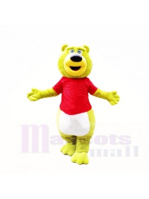vert Nounours Ours avec rouge Chemise Costumes De Mascotte École