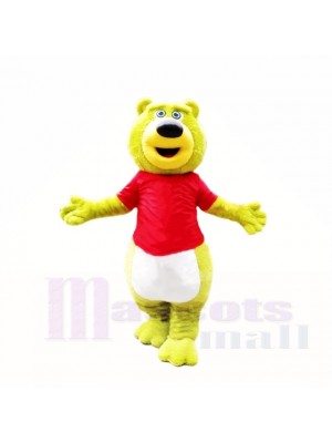 vert Nounours Ours avec rouge Chemise Costumes De Mascotte École