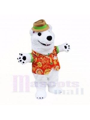 blanc Amical Poids léger Polaire Ours Costumes De Mascotte Dessin animé