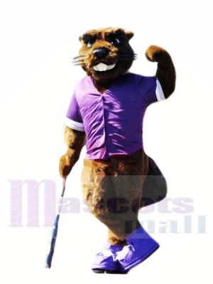 Castor avec Violet T-shirt Mascotte Les costumes Animal