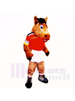 sport Poids léger Cheval avec rouge Chemise Costumes De Mascotte École