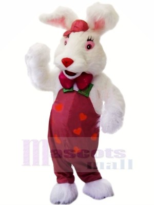 blanc lapin avec rouge Nez Mascotte Les costumes Animal