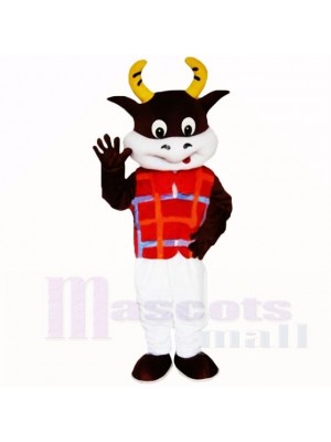 Amical Poids léger Vache avec rouge Chemise Costumes De Mascotte École