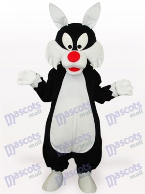 Costume de mascotte adulte de loup blanc de bouche d'animal