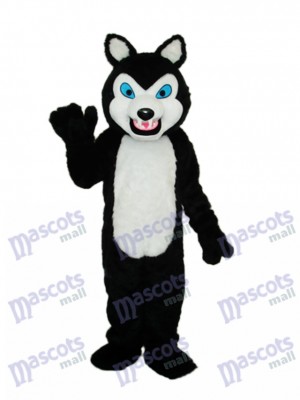 Noir aux cheveux longs Loup Mascotte Costume Animal