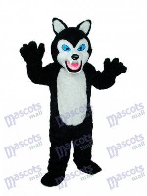 Cheveux longs Noir Loup Mascotte Costume Animal