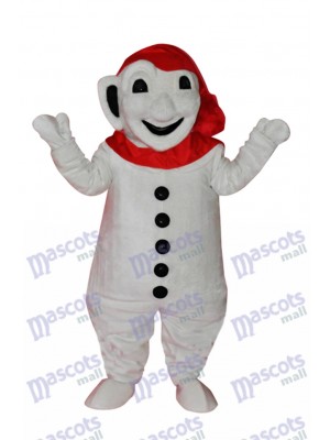 Souriant Bonhomme de neige avec du rouge Écharpe Mascotte Adulte Costume Noël