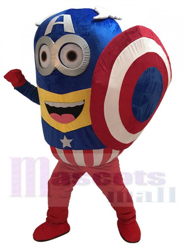Moi, moche et méchant Despicable Me Minions Captain America avec un costume de mascotte bouclier