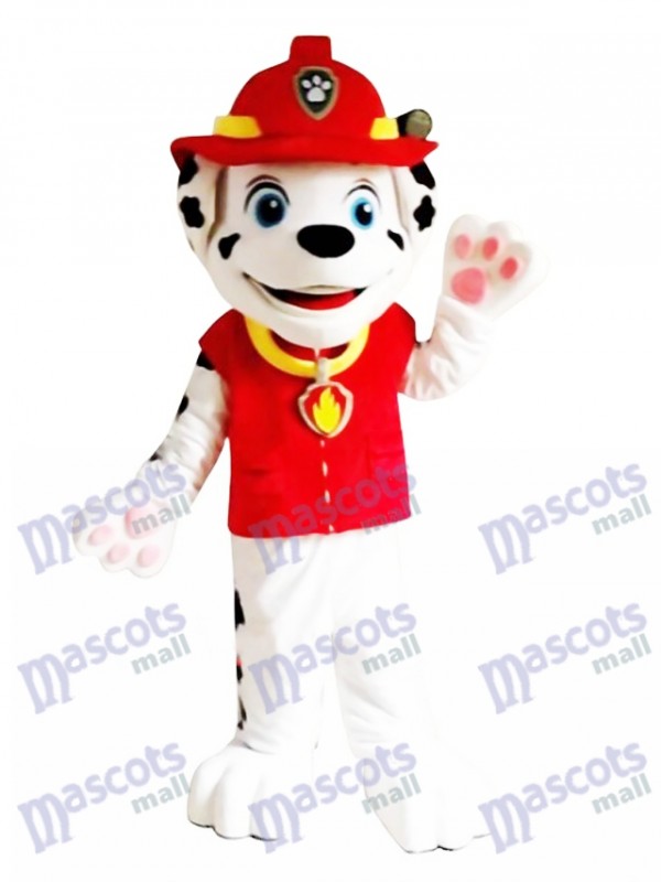 La Pat' Patrouill Marcus Paw Patrol Marshall Costume de mascotte adulte chien avec des vêtements rouges